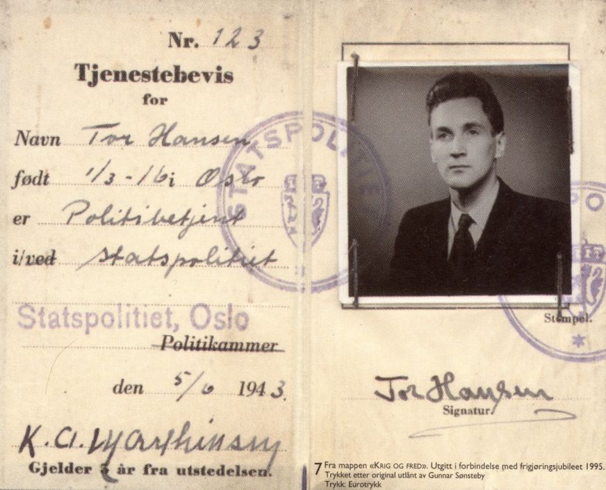 ID-kort for ett av Gunnar S&oslash;nstebys mange alias under 2. verdenskrig